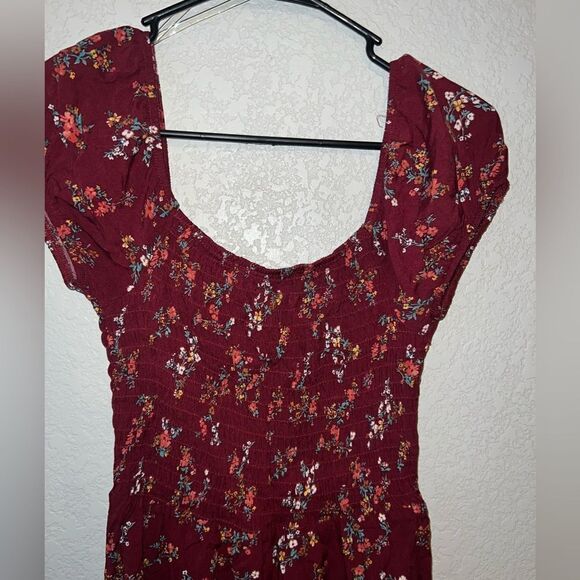 SKY AND SPARROW FLORAL Smocked Peasant Burgundy Dress-SIZE SMALL NWT - Picture 7 of 7